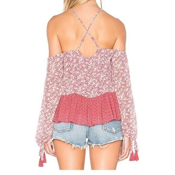 Revolve Tularosa Syrah Red Floral Print Halter Off Shoulder - Picture 2 of 15